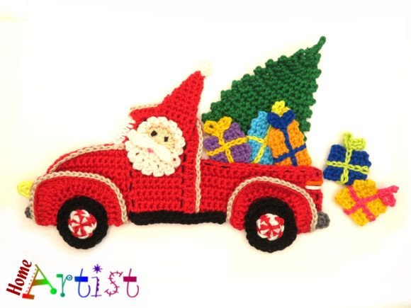 Christmas Truck Crochet Applique Pàttern